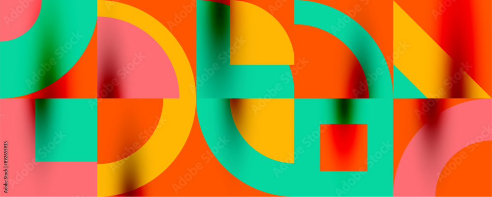 Obraz premium Neo memphis geometric pattern with circles, squares. Pop art abstract background for covers, banners, flyers and posters and other templates