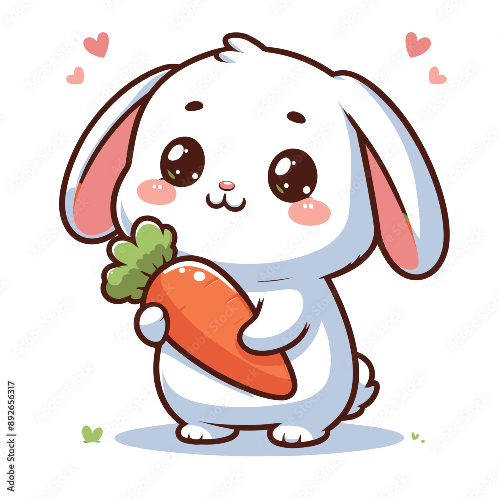 Fototapeta premium A rabbit holding a carrot Adobe Illustrator Artwork