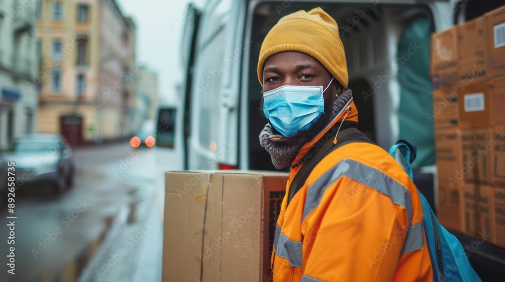Frontline worker delivering essential goods and services. Frontline worker delivering essential goods and services.