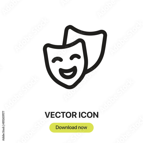 Masks icon vector. Linear-style sign for mobile concept and web design. Masks symbol illustration. Pixel vector graphics - Vector.
