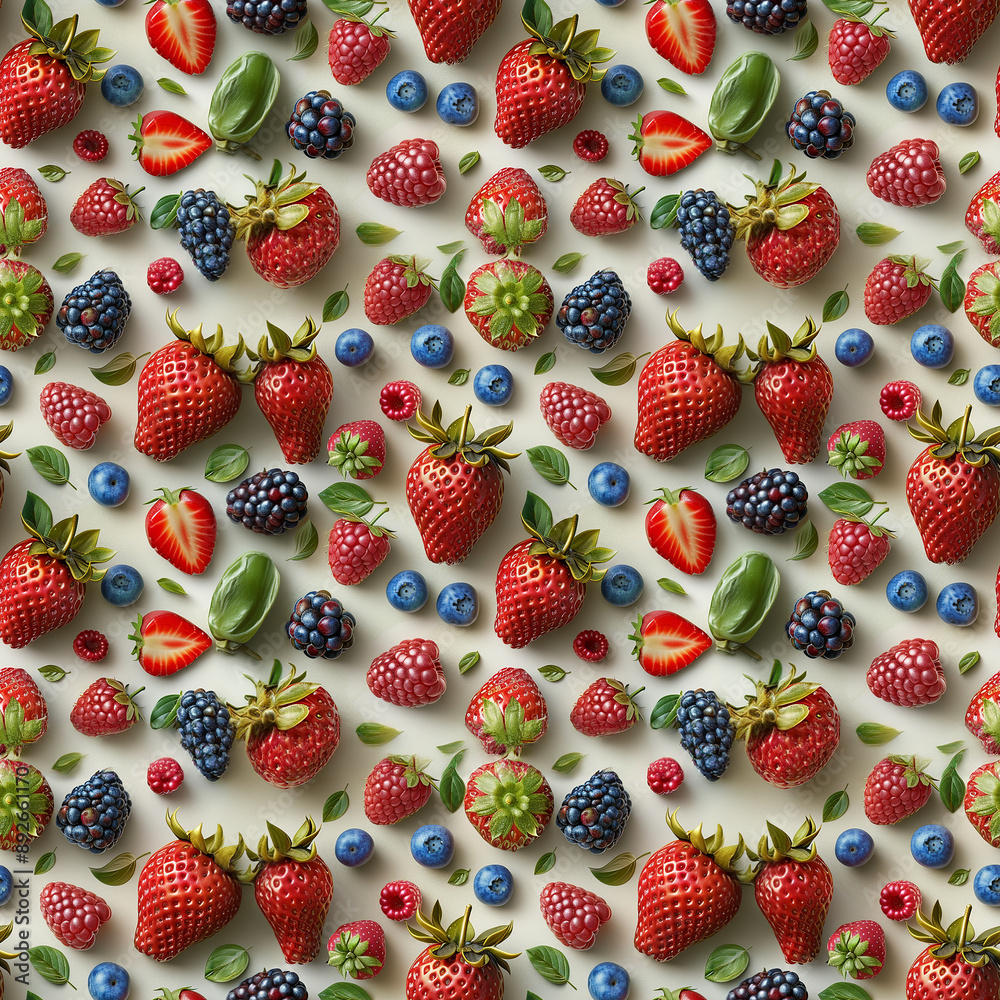 Fresh summer berries and strawberries pattern Fresh summer berries and strawberries pattern