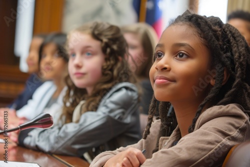 Young Girl With Dreadlocks Listening Attentively During a Meeting