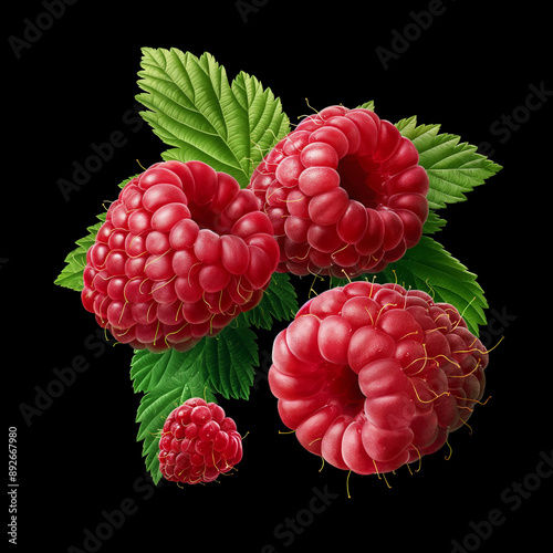 red raspberry black background