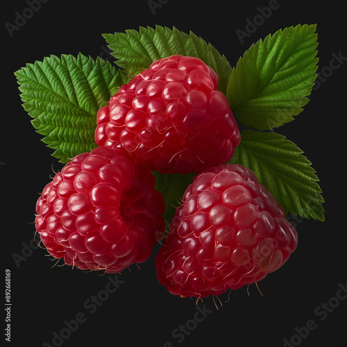 red raspberry black background