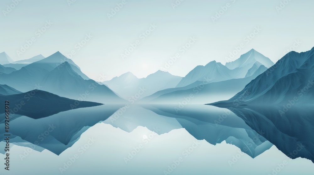 Fototapeta premium A mountain range with a lake in the foreground