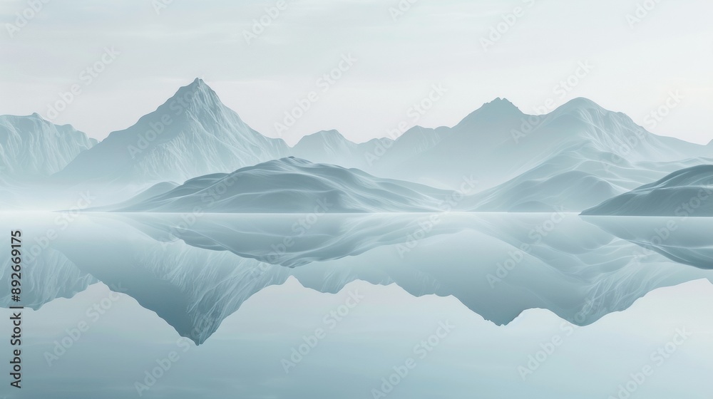 Fototapeta premium A mountain range is reflected in a body of water
