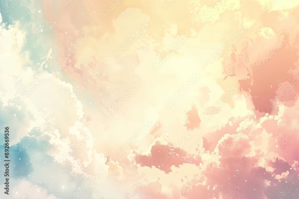 Watercolor illustration of abstract pastel clouds with delicate brushstrokes and a dreamy ambiance Watercolor illustration of abstract pastel clouds with delicate brushstrokes and a dreamy ambiance