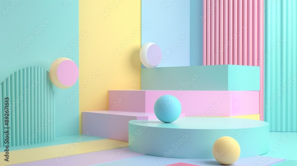 A colorful room with a blue and yellow wall and a pink and green wall A colorful room with a blue and yellow wall and a pink and green wall