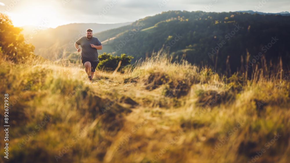 Overweight man going for a run Overweight man going for a run