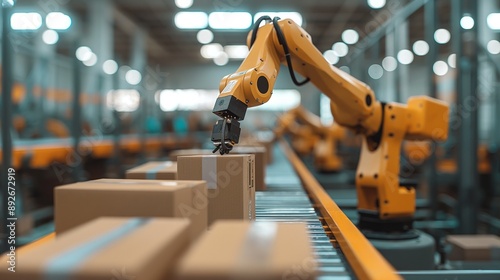 Wallpaper Mural Robotic arm, picking and placing objects, industrial Torontodigital.ca