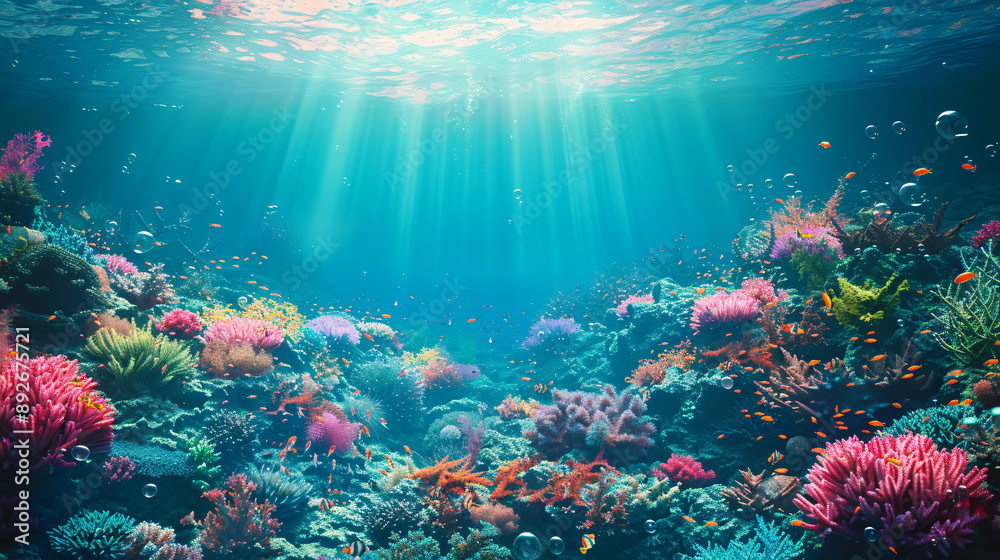 Fototapeta premium Aquatic Symphony Colorful Coral Reef and Abundant Marine Life
