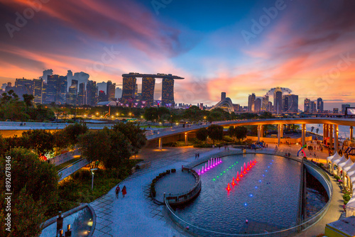 Photography Aerial view Singapore city skyline, Most beautiful Sigapore skyscraper and skyline architecture in Asia, Singapore