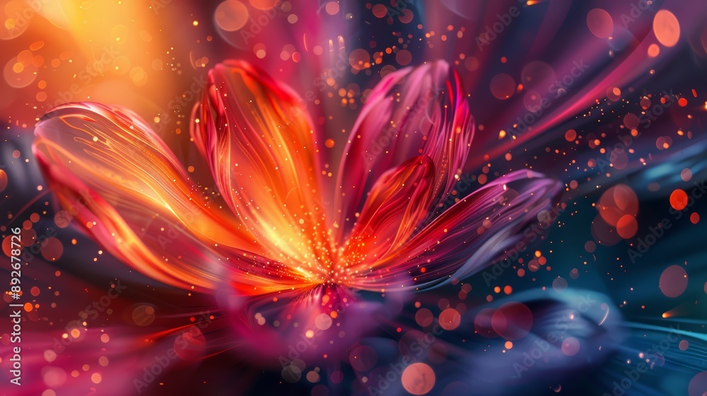 Abstract flower with vibrant red, orange and purple colors Abstract flower with vibrant red, orange and purple colors