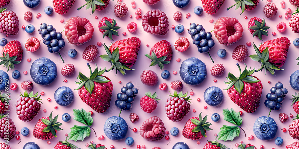 Fresh summer berries arranged on pink background Fresh summer berries arranged on pink background