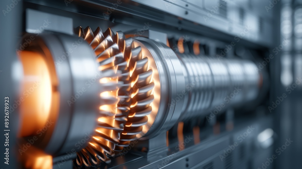 A close-up of a gas turbine in a combined cycle power plant, with heat waves visible, high-resolution photo, realistic photo, cinematography, hyper realistic A close-up of a gas turbine in a combined cycle power plant, with heat waves visible, high-resolution photo, realistic photo, cinematography, hyper realistic
