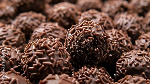 Close up of a group of chocolate truffles with sprinkles © Felippe Lopes