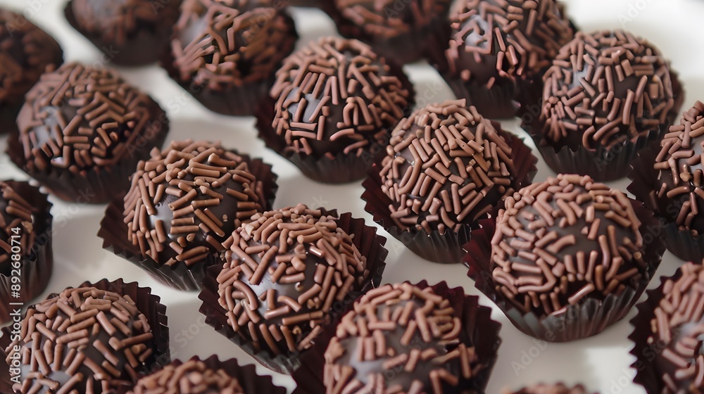 Close-up of a plate full of chocolate truffles, dusted with sprinkles. Close-up of a plate full of chocolate truffles, dusted with sprinkles.