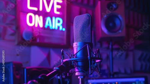 The Microphone in Broadcast Studio photo