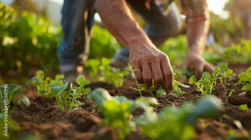 Community garden with locals growing organic food, urban farming, concept