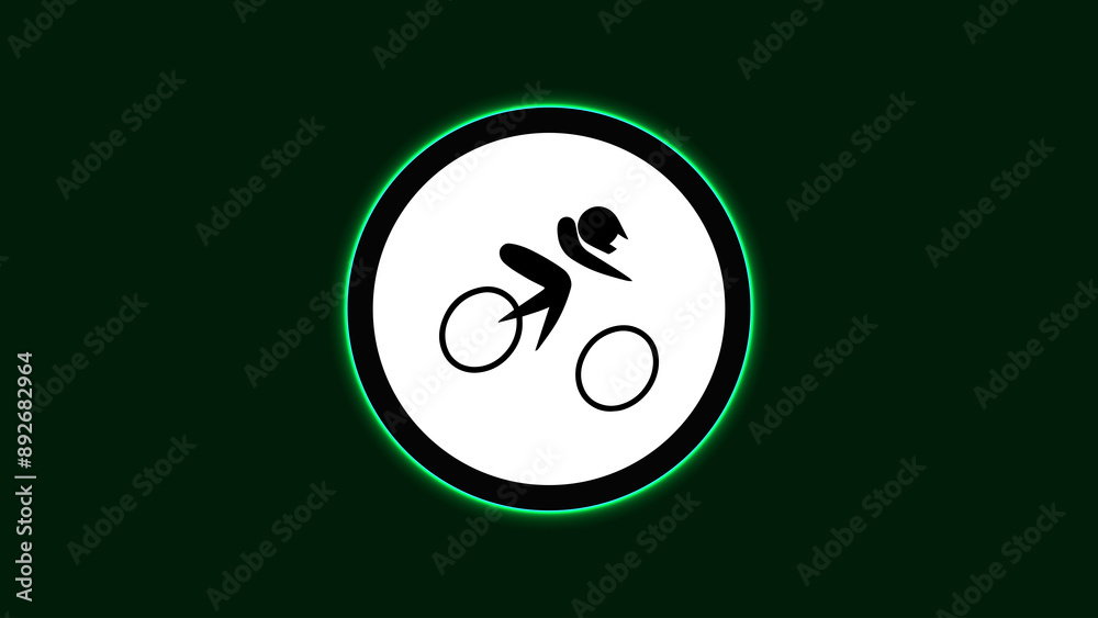 Naklejka premium Cycling BMX Logo Neon Light Board View Dark Background, Summer Sport Event icon Illustration Abstract image