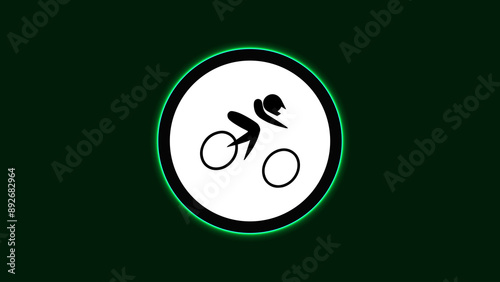 Cycling BMX Logo Neon Light Board View Dark Background, Summer Sport Event icon Illustration Abstract image