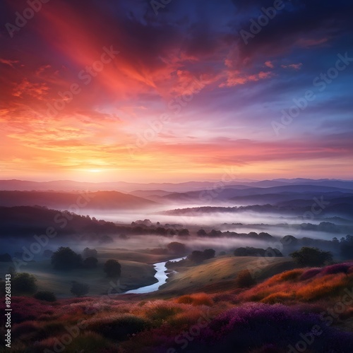 sunset over the river