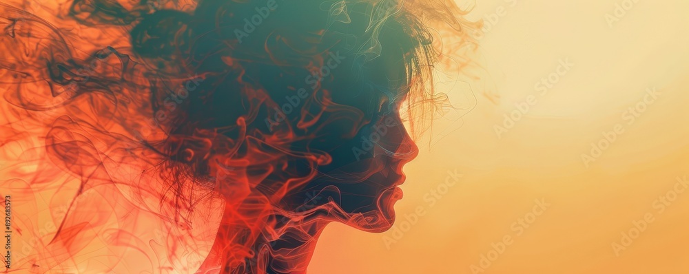 abstract backgrounds, textures, close up, focus on, bright tones, Double exposure silhouette with textures abstract backgrounds, textures, close up, focus on, bright tones, Double exposure silhouette with textures