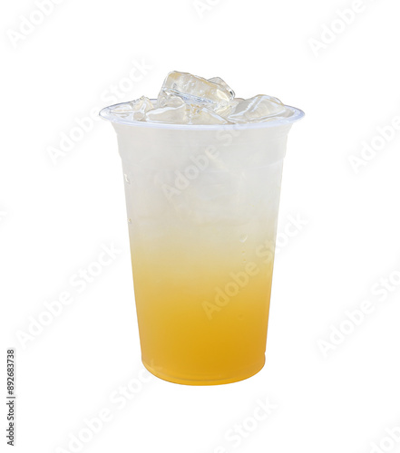 A cup of fresh natural squeezed orange ice on white background