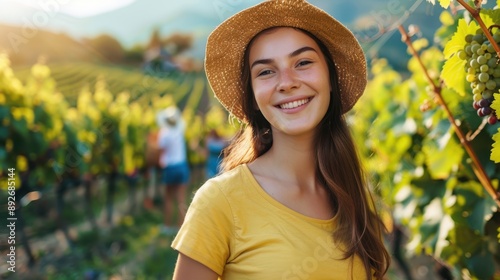 The woman in vineyard photo