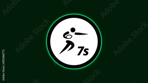 Rugby Sevens Logo Neon Light Board View Dark Background, Summer Sport Event icon Illustration Abstract image