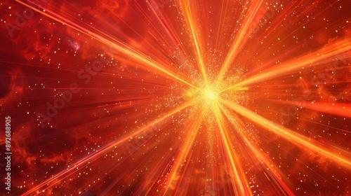 Red and Gold Abstract Light Burst Background