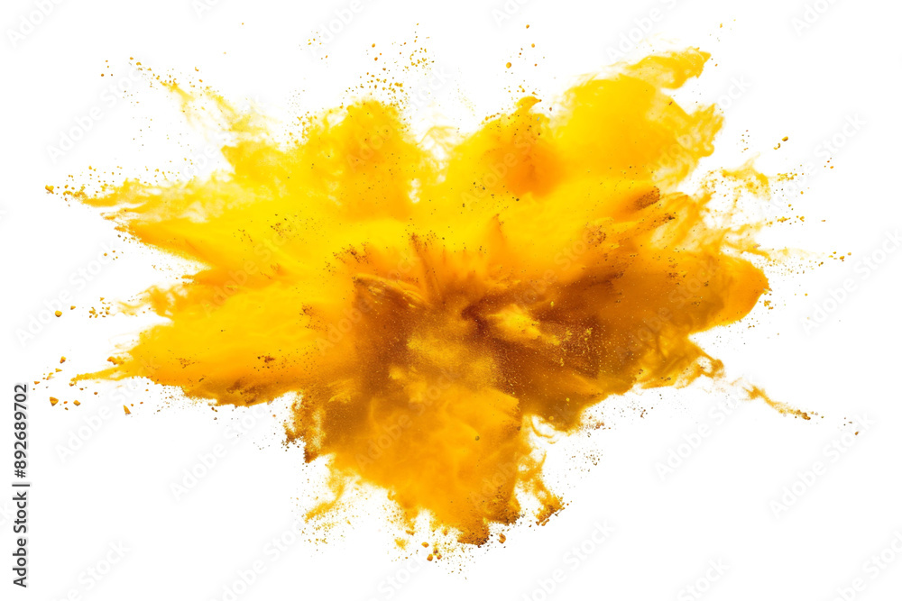 Yellow powder pulver explosion isolated on white or transparent background Yellow powder pulver explosion isolated on white or transparent background