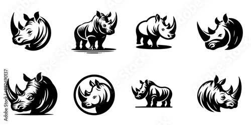 rhino logo icon vector illustration , isolated on trasnparent background