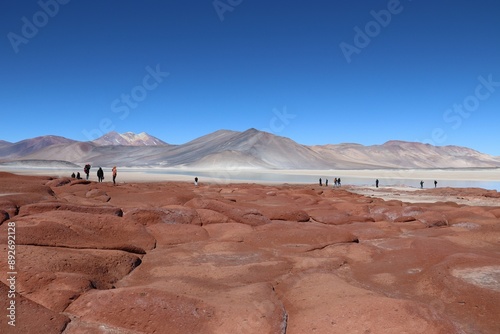 San Pedro de Atacama, Chile. 19.05-2024. Piedras Rojas in the Atacama Desert. Tourists admire the breathtaking landscape.