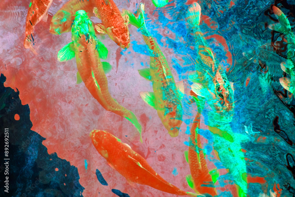 Naklejka premium Koi fish swimming in the water. Colorful koi fish.