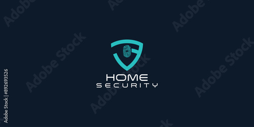 Creative home security logo design with modern style premium vector