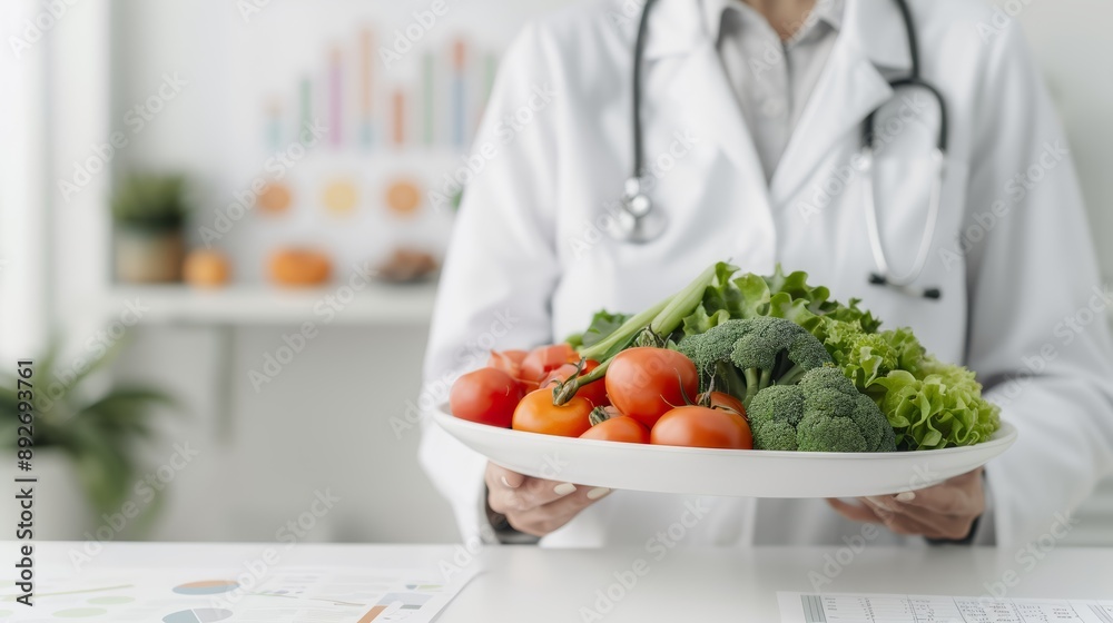 A nutritionist discussing a balanced diet plan with a patient A nutritionist discussing a balanced diet plan with a patient
