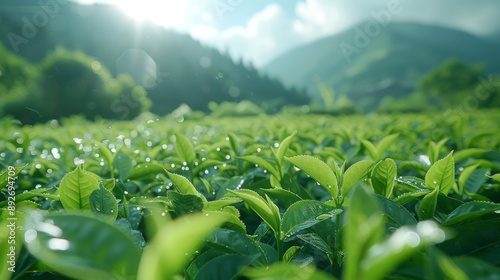 Emerald Green Longjing Tea Leaves Flattened Under the Sun photo