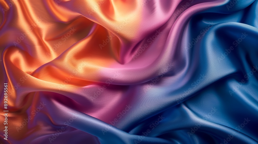 Obraz premium fabric texture background, satin, close up, focus on, rich colors, Double exposure silhouette with satin