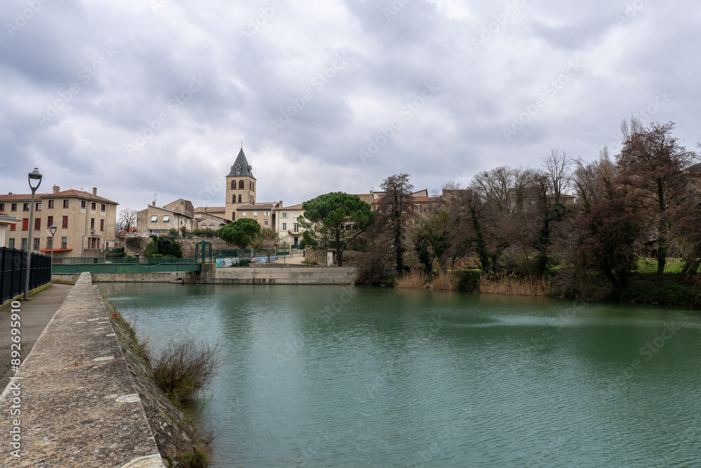 Saint Valery Church and Galaure River Mouth at the Rhone Saint Valery Church and Galaure River Mouth at the Rhone