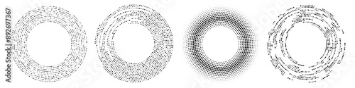 Set of circle halftone dotted backgrounds