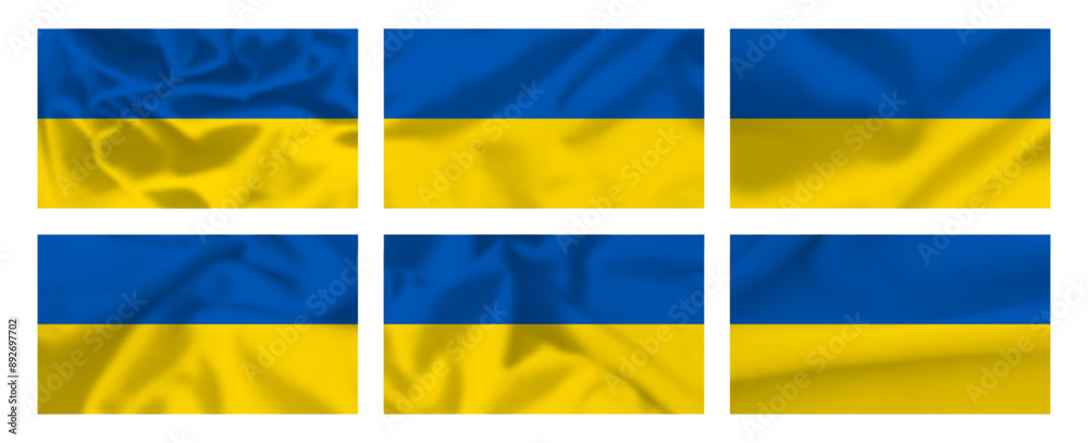 Fototapeta premium Set of Ukrainian national flags