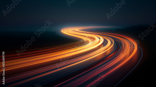 A long, curving road with many cars on it