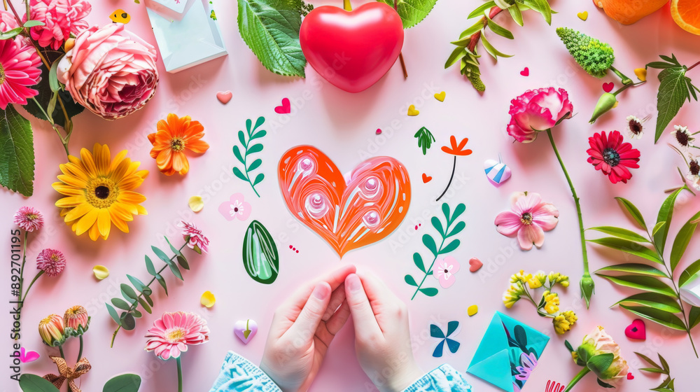 Heartfelt Thank You with Flowers and Hearts