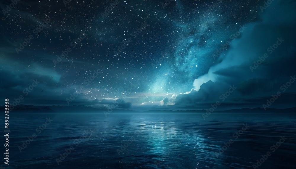 Naklejka premium Starry night sky with aurora borealis dance