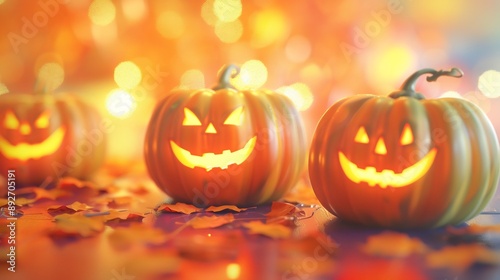 Halloween Jack-o'-Lanterns with a Festive Glow