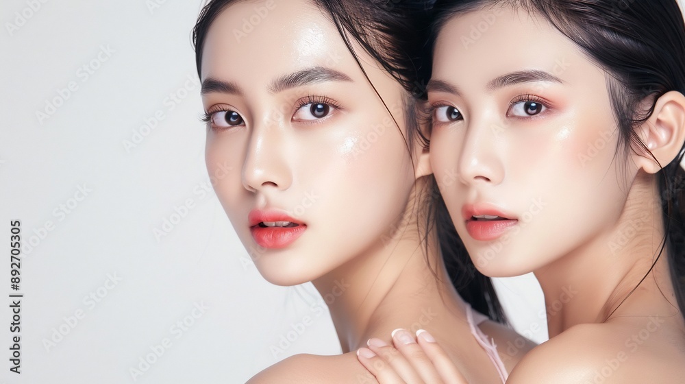Two Beautiful Women Posing Close Together Two Beautiful Women Posing Close Together