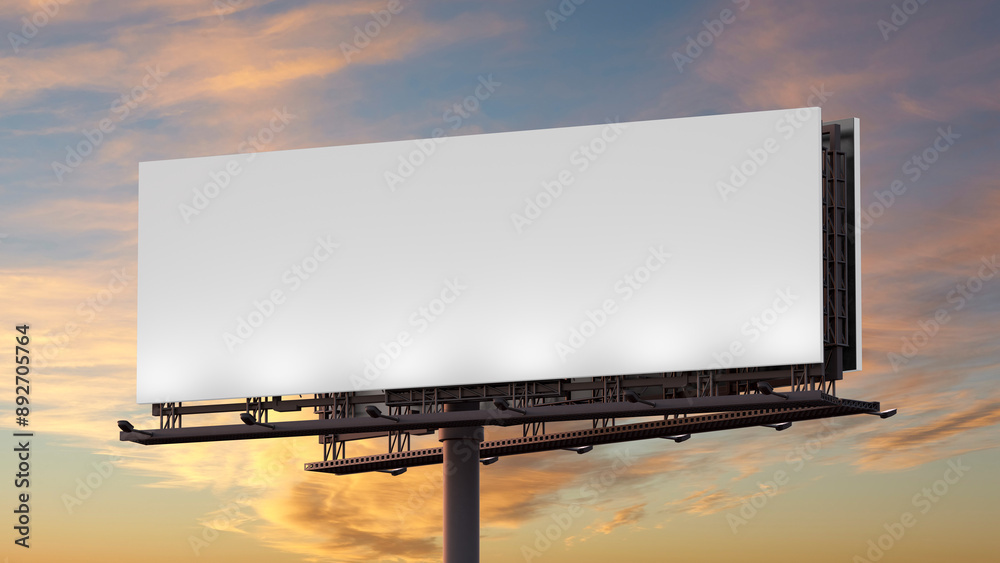 Mockup of a outdoor billboard against the evening sky