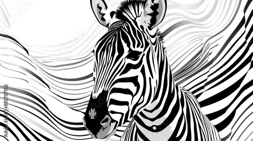 Wallpaper Mural Black and white zebra vector illustration with background,an abstract pattern Torontodigital.ca