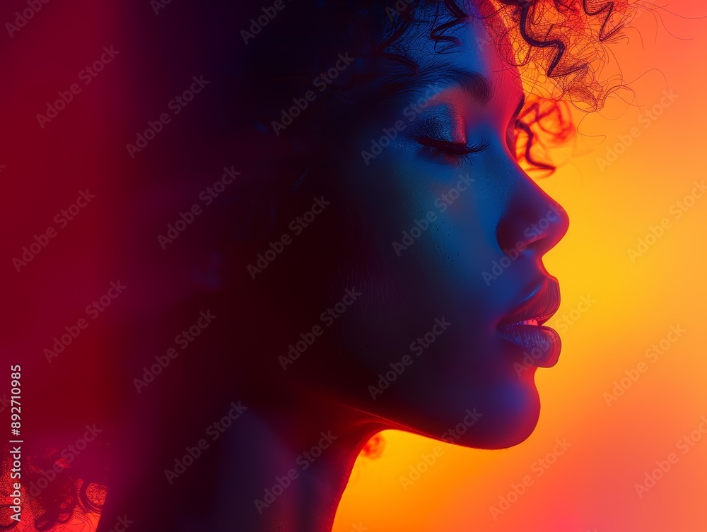 modern abstract background, gradients, close up, focus on, bold colors, Double exposure silhouette with gradients modern abstract background, gradients, close up, focus on, bold colors, Double exposure silhouette with gradients
